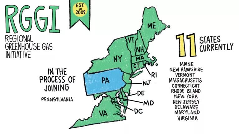 Map showing the 11 current member states of the Regional Greenhouse Gas Initiative