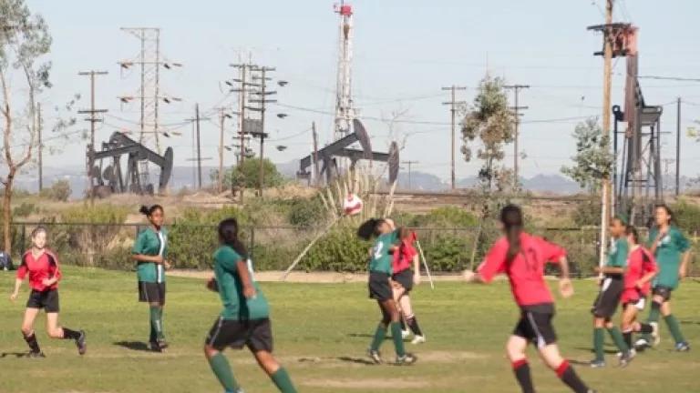 Soccer teams compete at Baldwin Hills Park