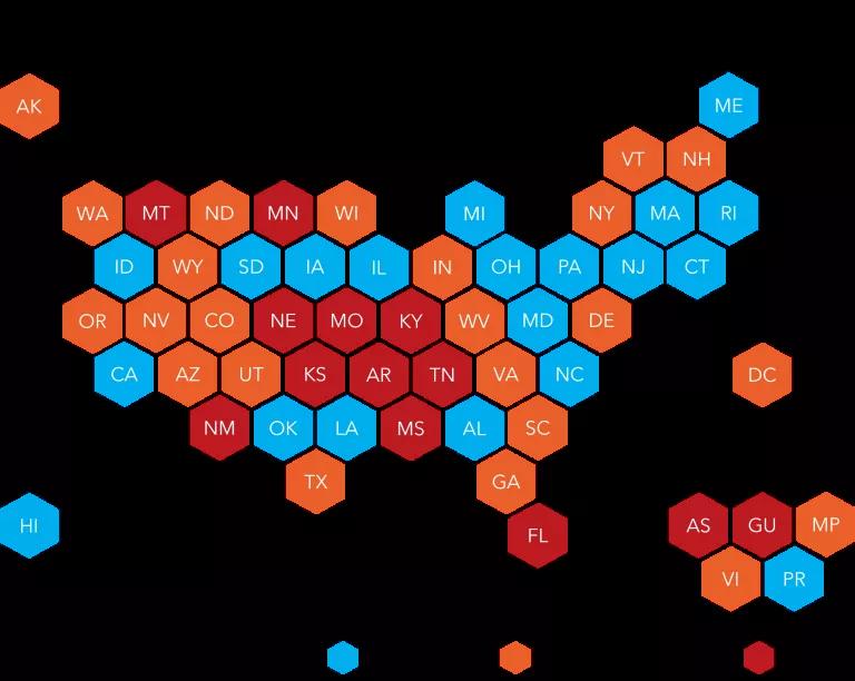 Map of the 56 U.S. states and territories showing BRIC Building Code Plus-Up application amounts.