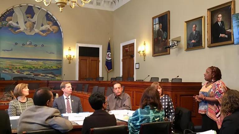 Michele Roberts, National Co-Coordinator of Environmental Justice Health Alliance for Chemical Policy Reform, speaks at a briefing at the U.S. Capitol in 2019.