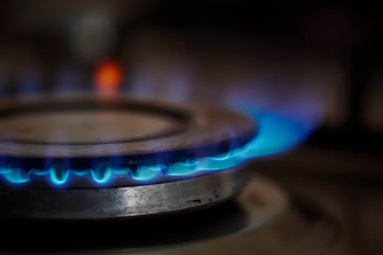 A close-up view of a gas stove burner