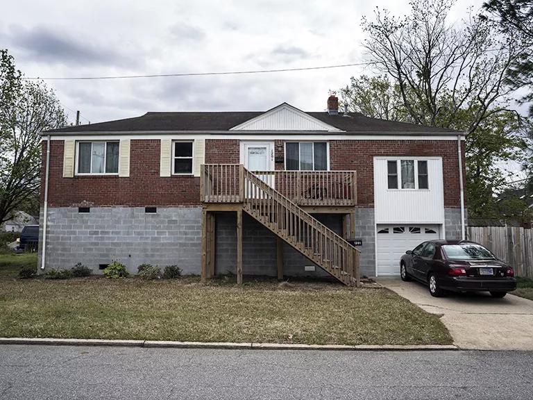 Houses raised by FEMA on Richmond Cresent Street in Norfolk, Virginia