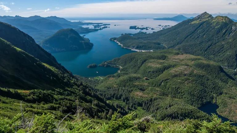 An aerial view of Bear Mountain on Baranof Island, Alaska